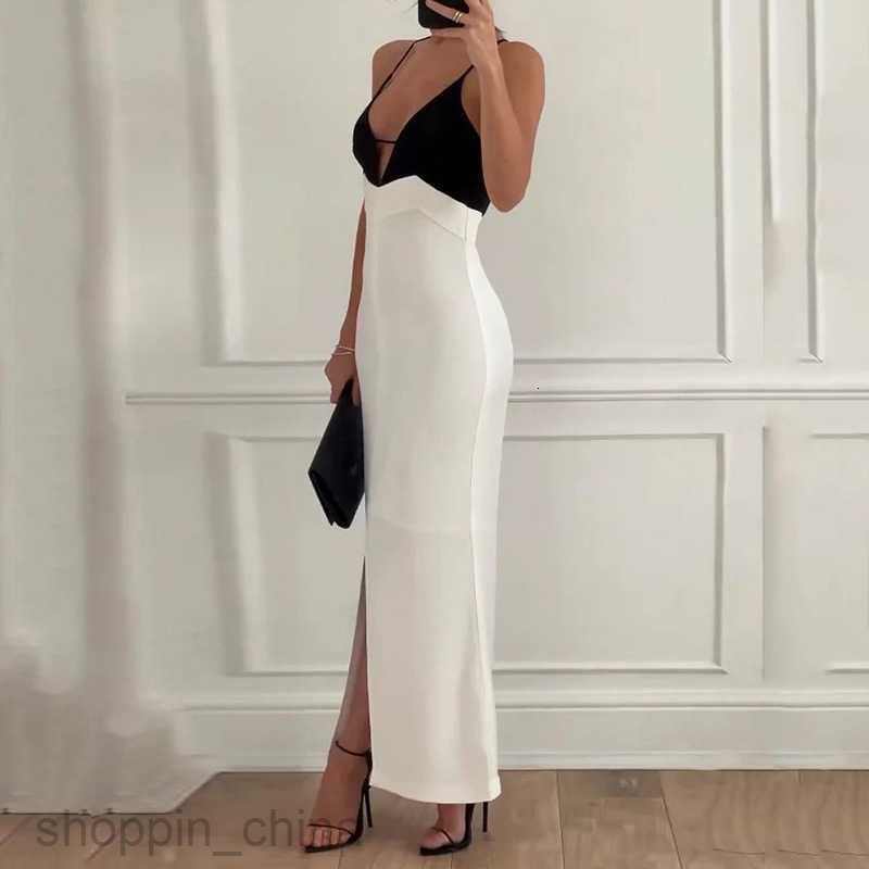 Basic Casual Women Dresses Fashionable women's clothing new sexy sleeveless suspender color blocking dress