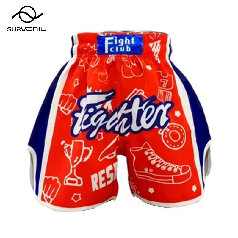 Muay Thai Shorts Men Kids Boxing Shorts Women Embroidery Satin Kickboxing Pants MMA Shorts Sanda Grappling Fight Training Wear 240615