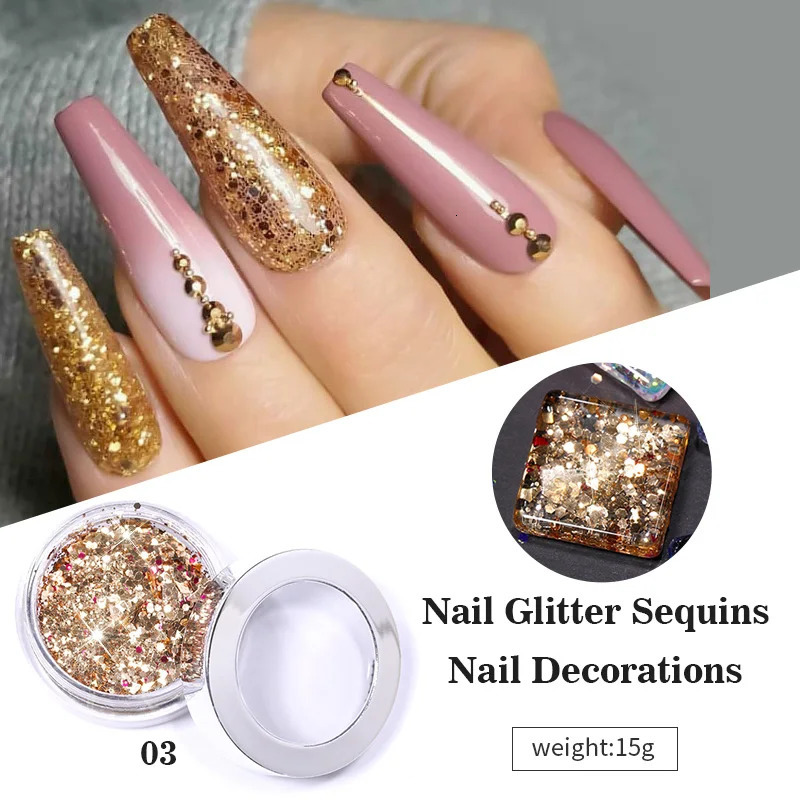 iridescent Diamonds Nail Sequins Sparkly Shinning Polish Flakes Gold Silver Blue Paliette Spangles Manicuring Decoration Powder 240627