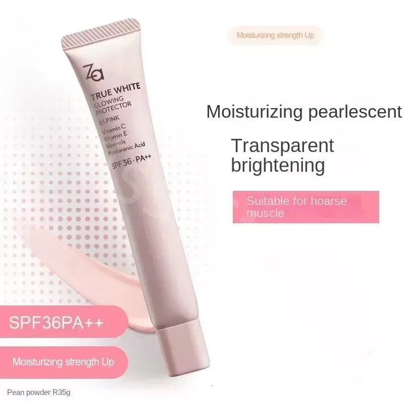 Za Isolation Cream Primer 3-in-1 Invisible Pores Brightening Complexion Concealer Base Makeup with Effect 240627