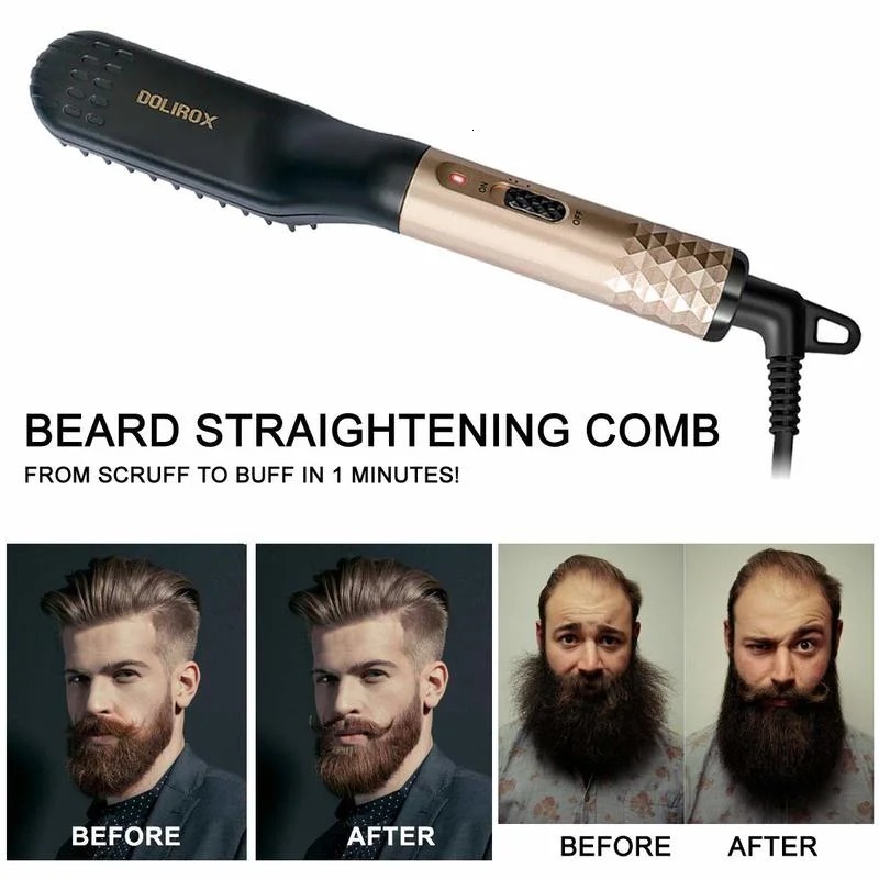 Professional Straightener Brush Beard Straightening Comb Multifunctional Hair Curler Fast Heating Styling Tools F628-25
