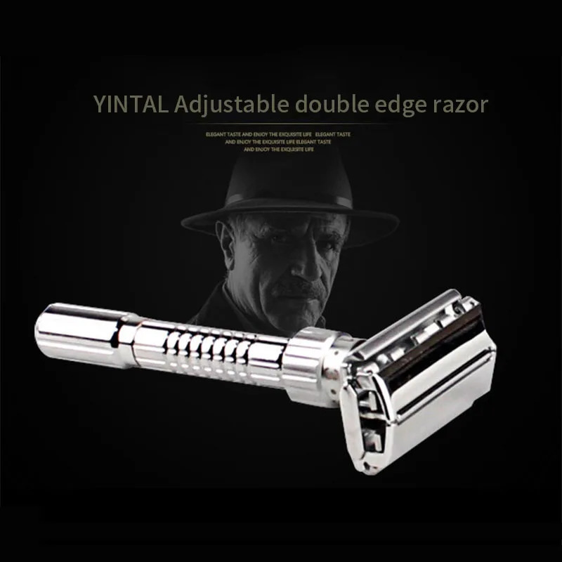 Adjustable Double Edge Shaving Safety Razor Shaver Blades Zinc Alloy Chrome Razors With 5 Blades 240627
