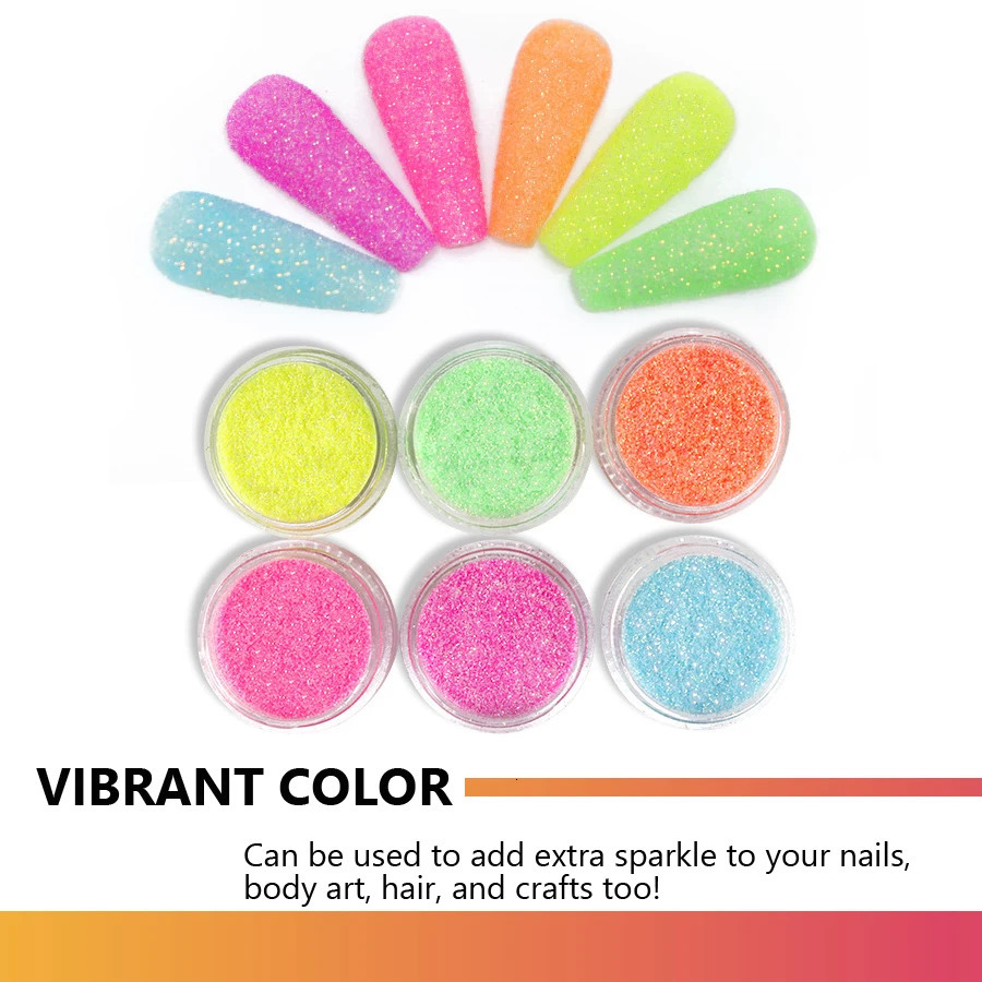 6 Colors Set Candy Sweater Effect Nail Glitter Sparkly Sugar Dust Powder Chrome Pigment For Manicure Polish Nail Art Decorations 240627