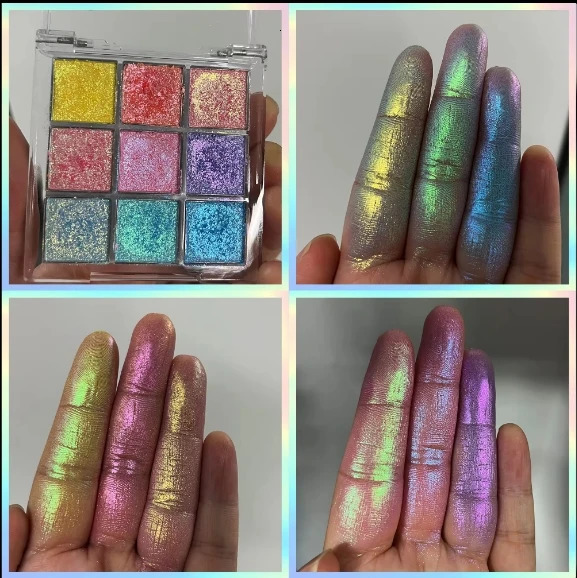9 Color Vegan Multichrome Eyeshadow Palette Super Smooth Highly Pigment Duochrome Multichrome Eyeshadow 240624