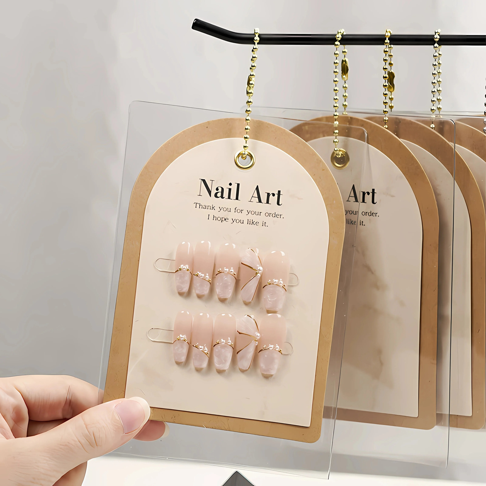 5 PCS Nail Sample Storage Organizer with Dustproof Bag Storage Ins Style Wear Nail Art Display Cards for Stand Manicure Tools 240627