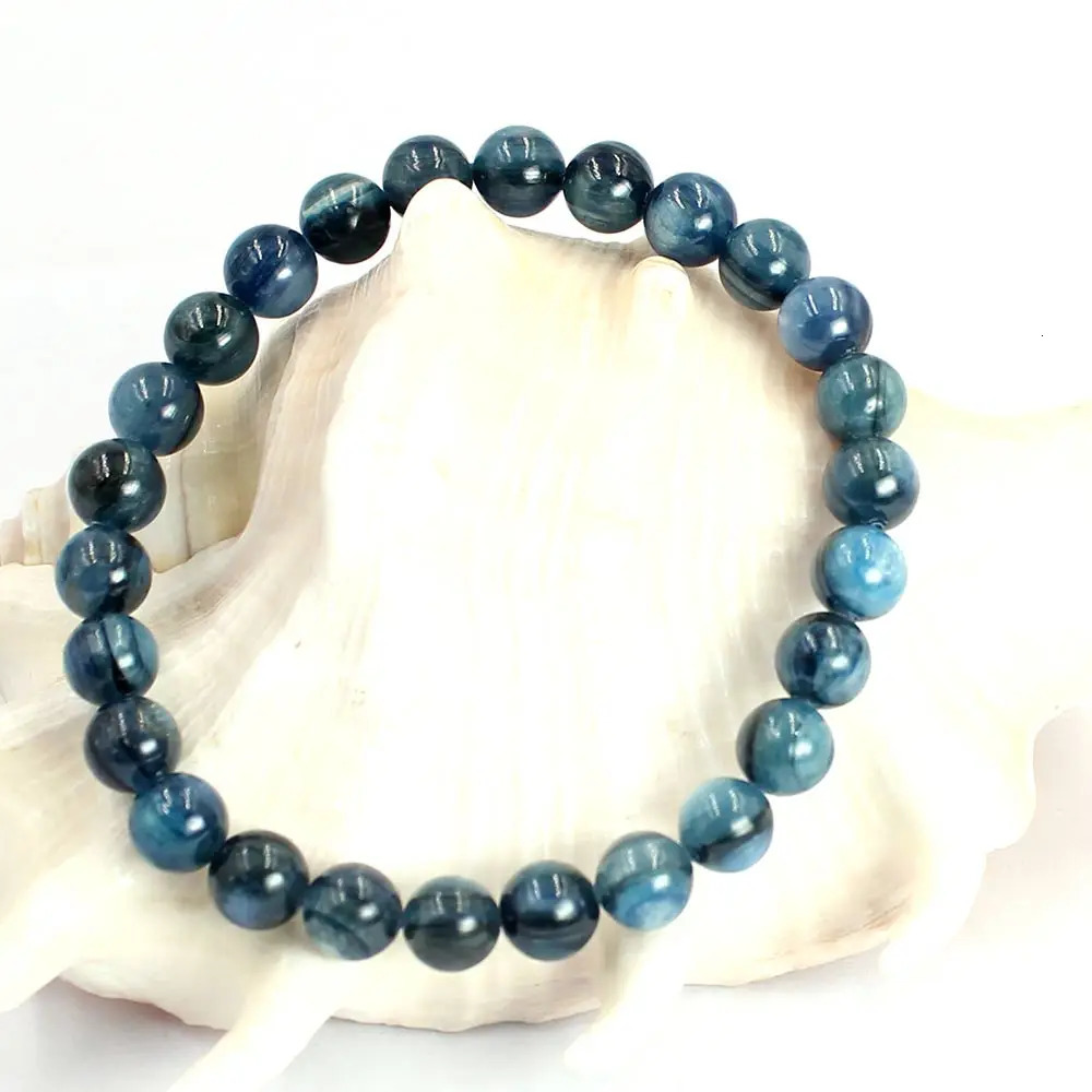 Chirstmas Gift 7 8 9 10 12 14mm Dark Blue Natural Gems Stone Adjustable Kyanite Jewelry Bracelet 7.5inch 240626