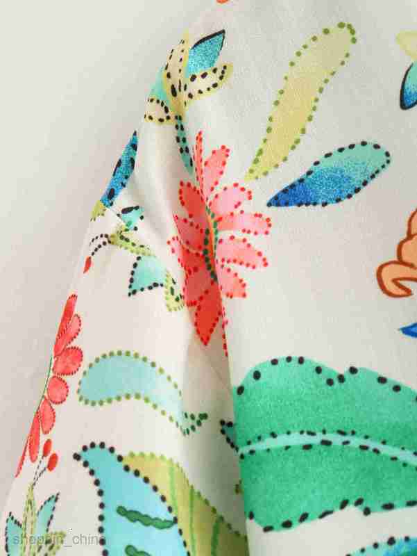 Basic Casual Women Dresses Summer Women's V-neck Chest Tie Lace Print High Waist Dress Women's B69022