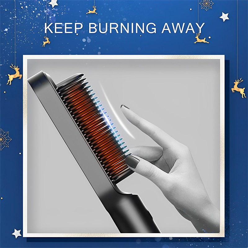 Straightener Brush Negative Ion Curler with 5Temp Straight Hair Comb Anti-Scald Fast Heating Curling Iron Stying Tool F628-25