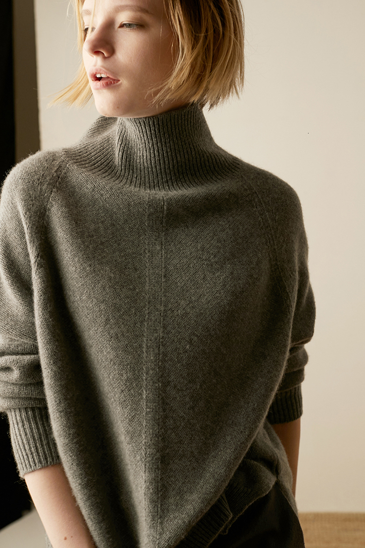Autumn and Winter New Cashmere Women's High-Necked Pullover Loose Thick Sweater Short Paragraph Knit ShirtF6.29#78 ddmymarket