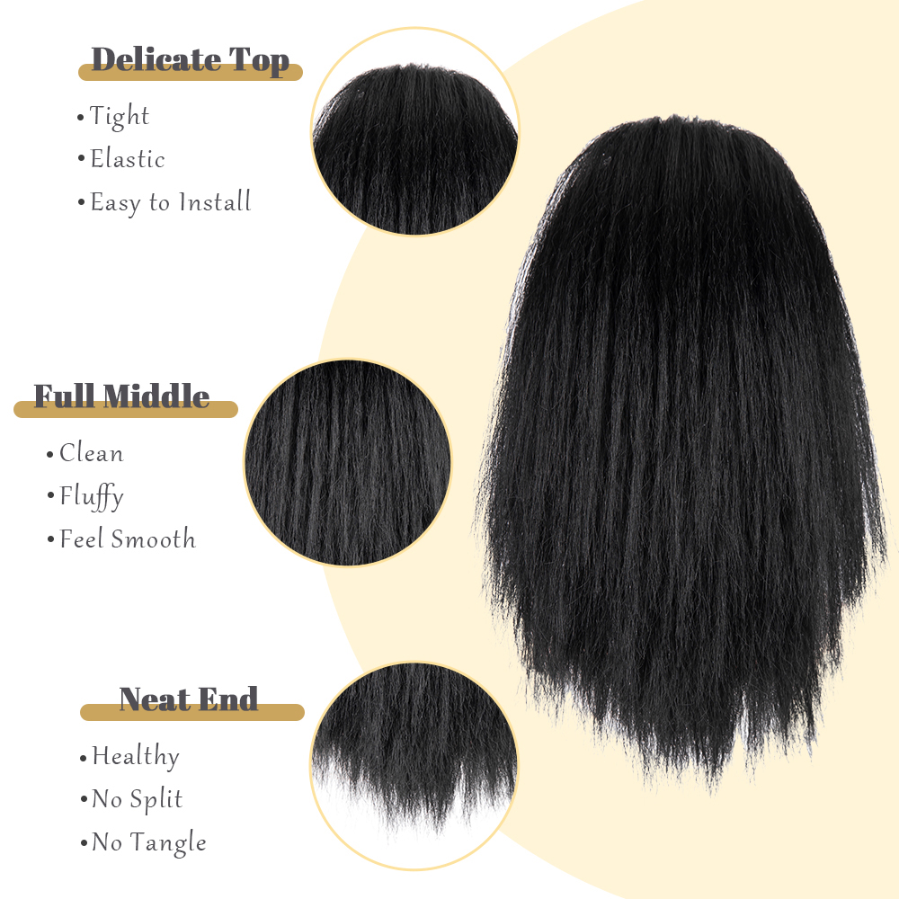 New Yaki Kinky Straight Drawstring Ponytail 10Inch Natural Hair Ponytail Short Hair For Women Ponytail Synthetic Hair Extensions
