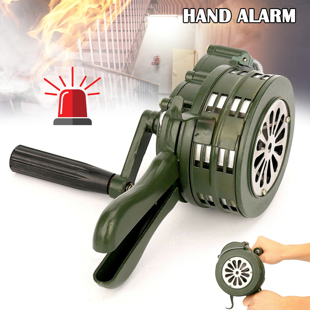 Hand Crank Siren Horn 110dB Manual Operated Metal Alarm Air Raid Emergency Safety EIG88