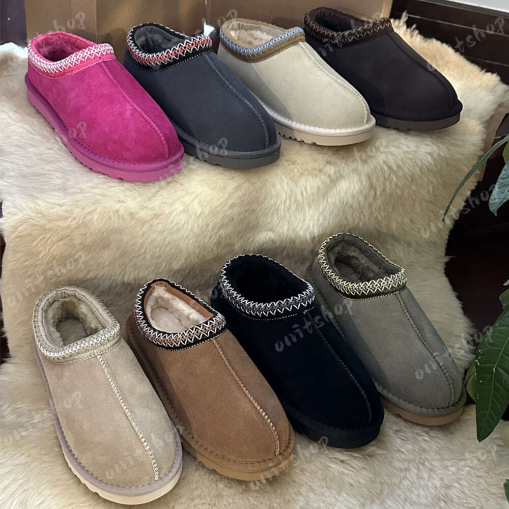 Tazz Designer Slippers Tasman mustard seed Chestnut Fur Slides Sheepskin Classic Ultra Mini Platform Boots Winter Women Men Slip-on Slippers Suede Upper Wool Fall gg