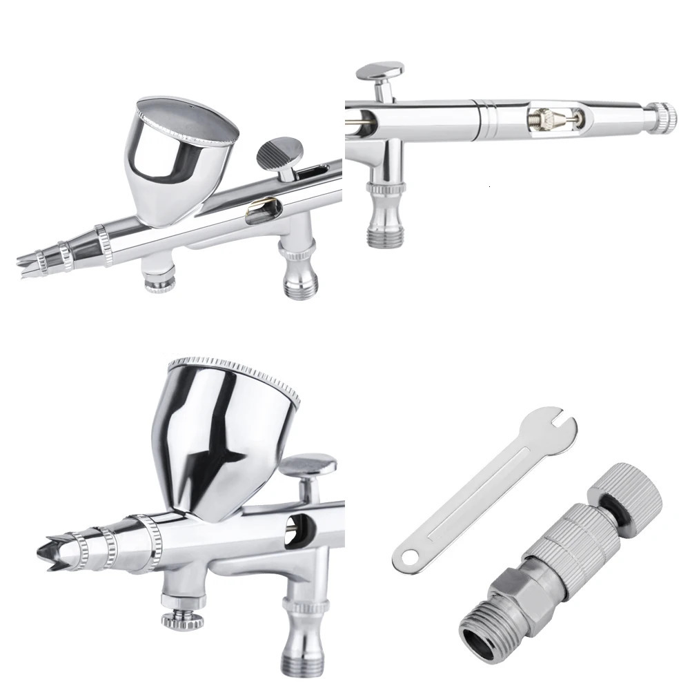 Dual-Action Spray Gun 0.2/0.3/0.5mm 9cc/7cc Gravity Feed Airbrush Kit Set With Quick Coupler for Art Craft Model Body Nail Paint 240627