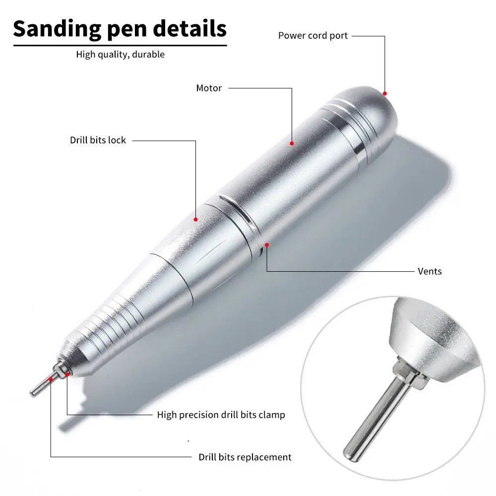 45000RPM Rechargeable Nail Drill Machine with LCD Low Noise Professional Nail Polish Sander for Manicure Nails Accessories Set 240627