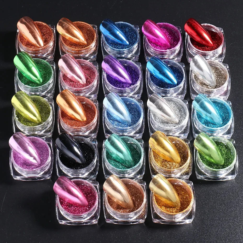 1723 Colors Metallic Chrome Nail Powder Set Y2K Magic Mirror Decor Rubbing Glitter Pigment Flakes Manicure Accessories LAMCB 240627