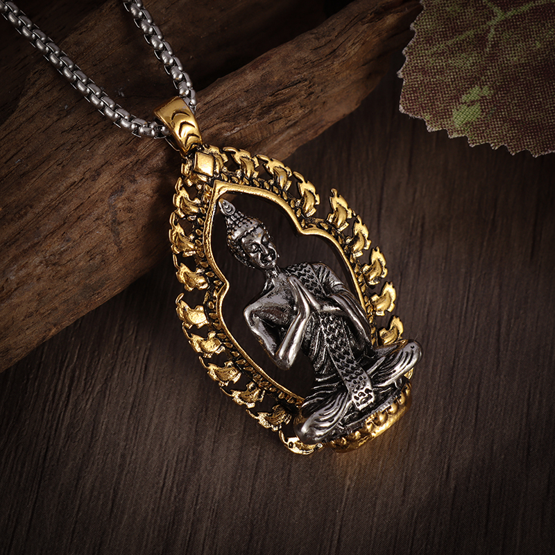 Classic Vintage Buddhist Buddha Pendant Necklace for Men Women Trendy Street Party Amulet Jewelry Gift