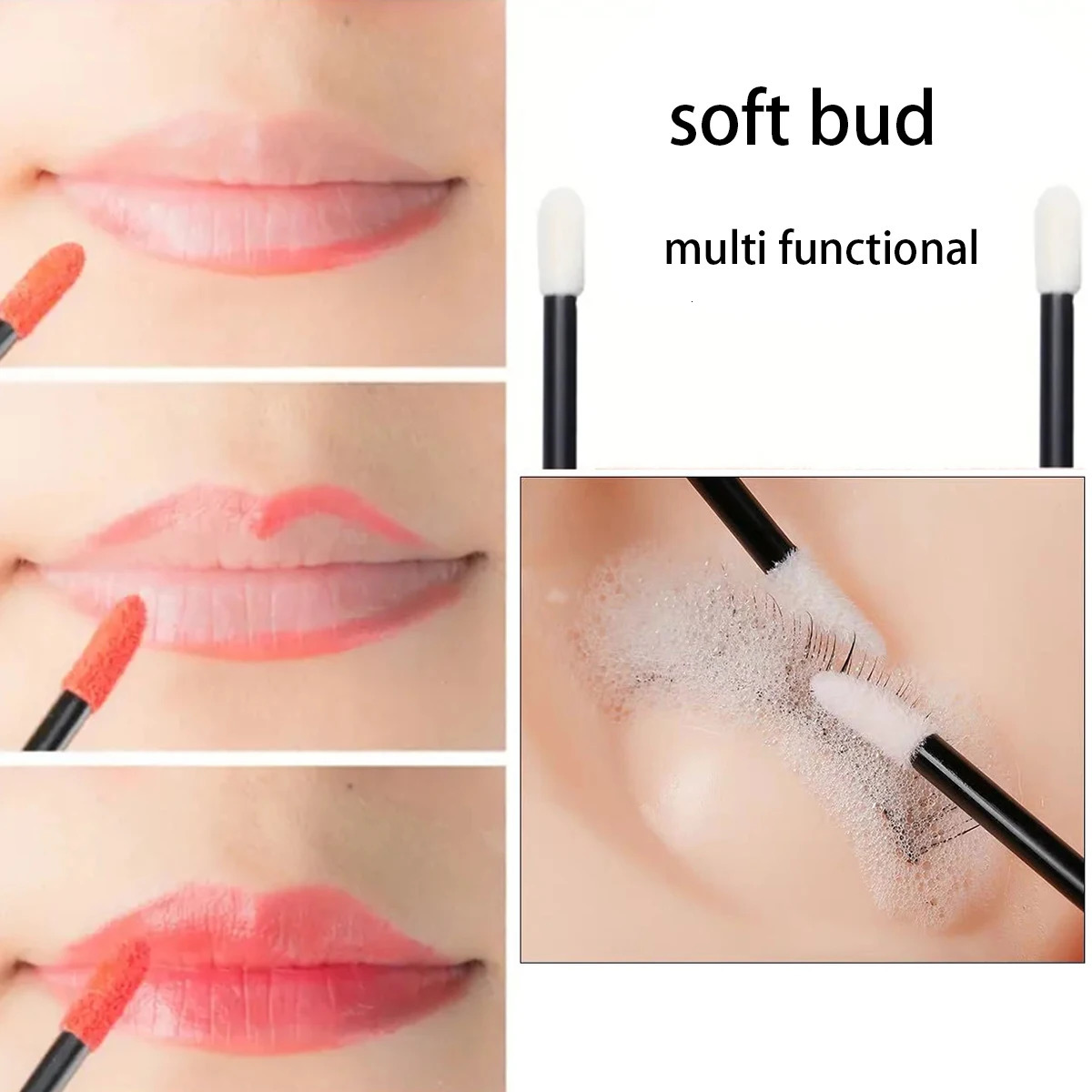 Disposable Lip Brushes Eyelash Mascara Wands 2 In 1 Bundle Sale Lipstick Cotton Swab Lipgloss Brush Makeup Tools Applicators 240627