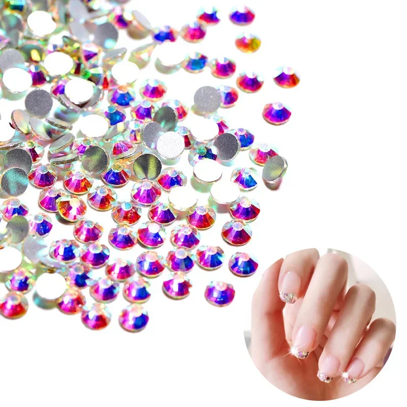 ss3-ss8 1440pcs Clear Crystal AB Gold 3D FlatBack Nail Art Rhinestones Decorations Nail Charms Shoes and Dancing Nail Decoration