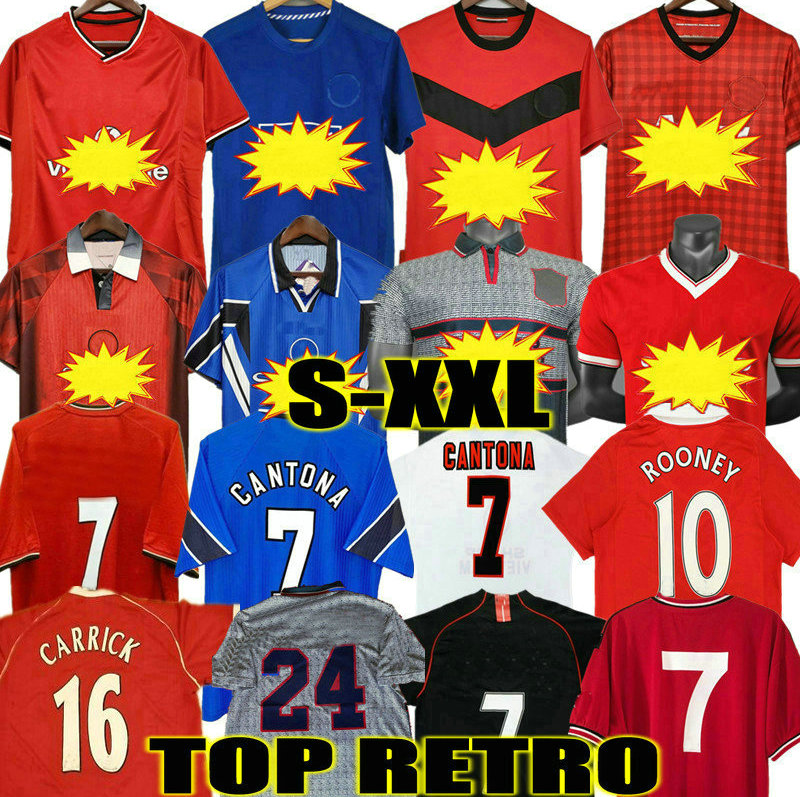 Retro 10 11 CANTONA Soccer jersey football shirt Giggs SCHOLES RONALDO Solskjaer ROBSON KEANE Carrick 03 06 07 08 94 96 97 98 99 86 88 90 Classic Solskjaer Rooney KEANE