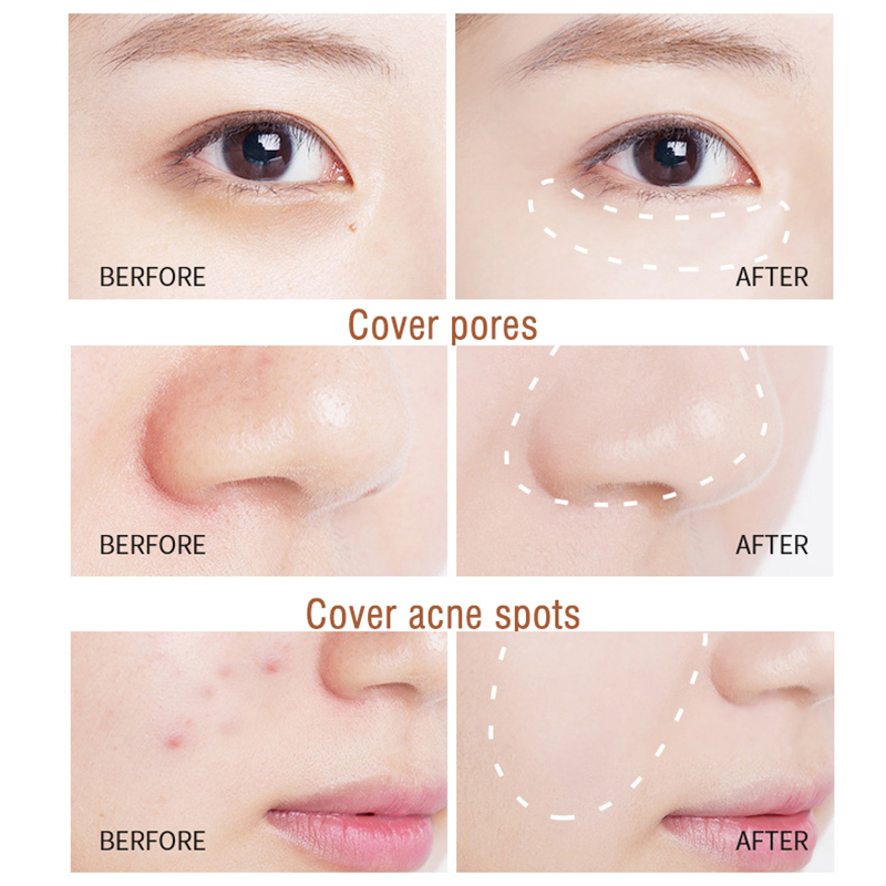 Face Concealer Long Lasting Cover Dark Circles Acne Pores Liquid Concealer Oil Control Shading Highlighter Face Makeup Cometics
