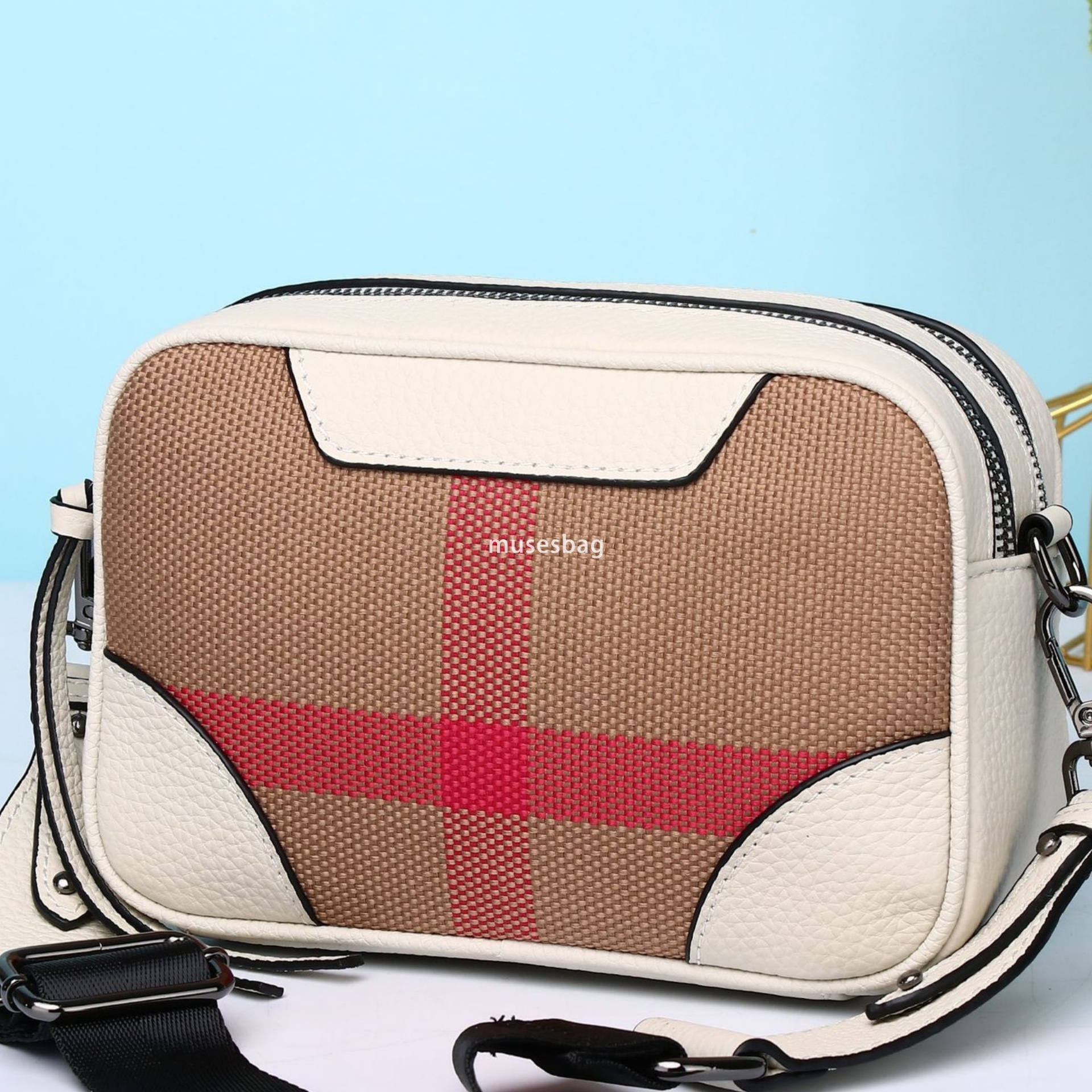 Urban minimalist niche design r genuine leather canvas new fashion trend wide shoulder strap crossbody small square mom wallet phone bag da47 4