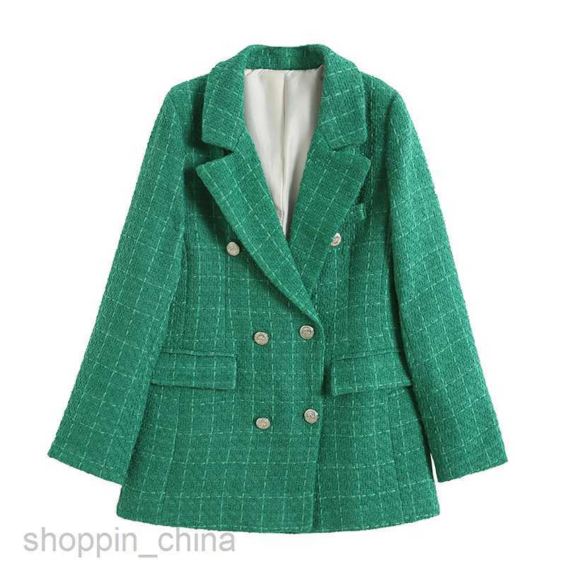 Women Jackets Coats New Women's 4-color Texture Double breasted Mid length Suit Coat for Women K2