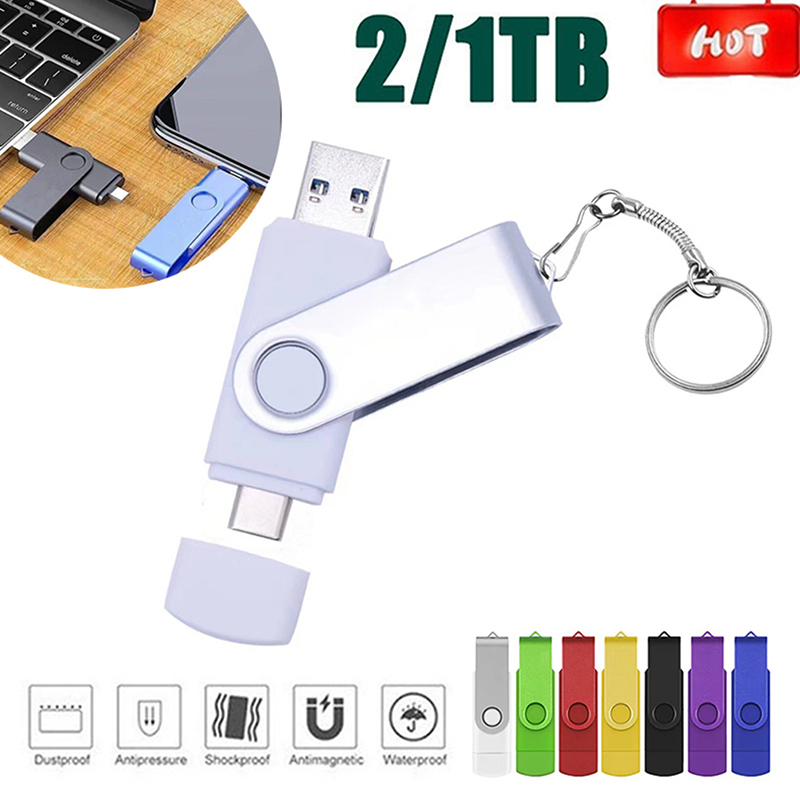 TYPE C USB Flash Drive OTG Pen Drive 1TB 2TB USB Stick 2 in 1 High Speed Pendrive External Storage Memory Stick Gift Keychain