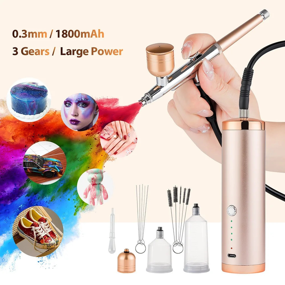 190cm Air Tube Portable Nails Airbrush Kit Compressor Nail Paint Spray Gun Makeup Cake Pastry Painting Sprayer Barber 240627