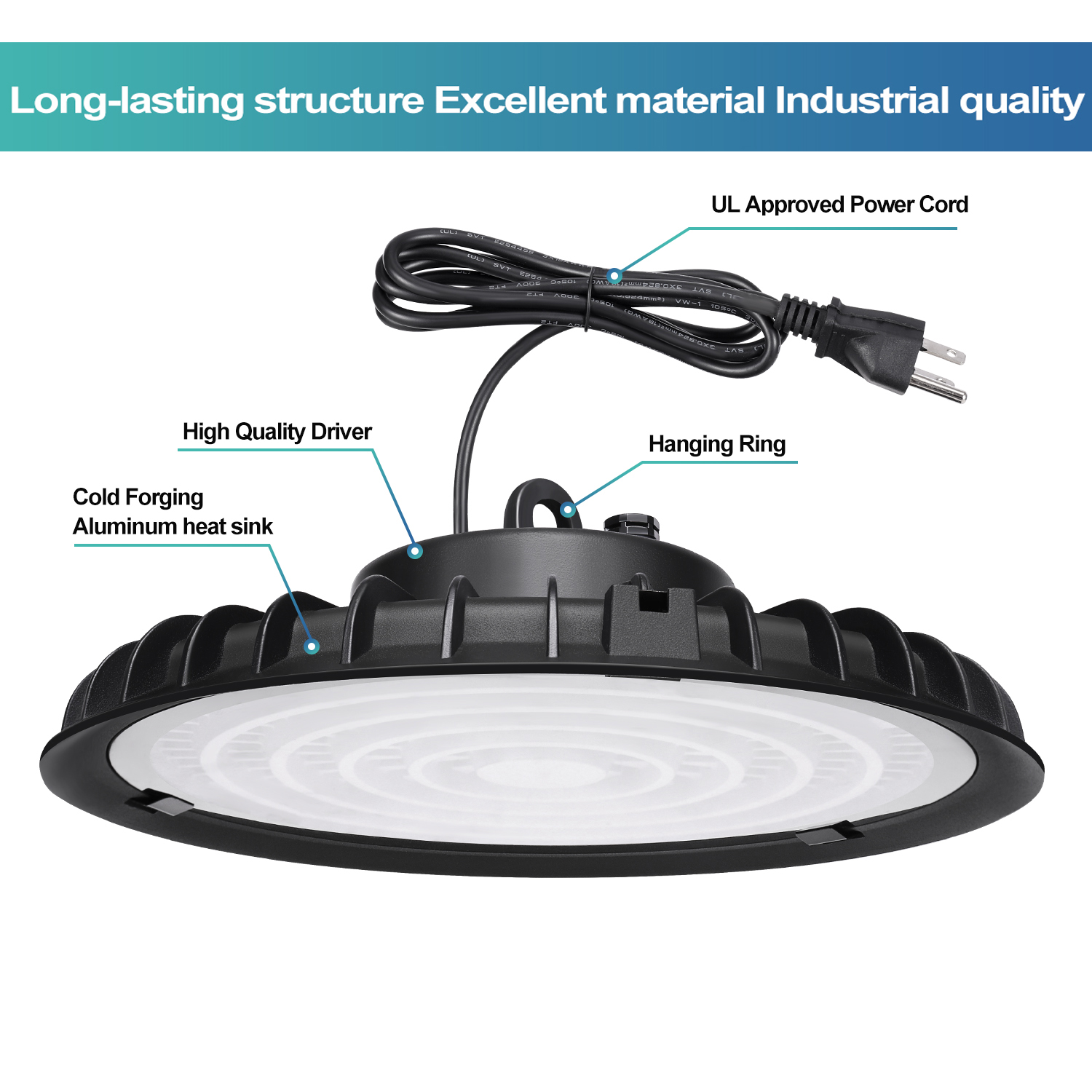 UFO LED High Bay Light 100W 200W 300W US Hook & Cable Industrial lights Factory Shop GYM Light Warehouse UFO Highbay Lamp