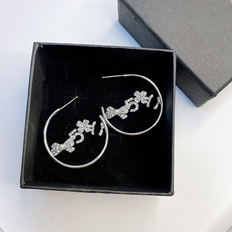 Quality Dangle High Letter Designer Geometric Big Annulus Earring Inlay Crystal Fashion Women's Wedding Christm Jewelry Accessories