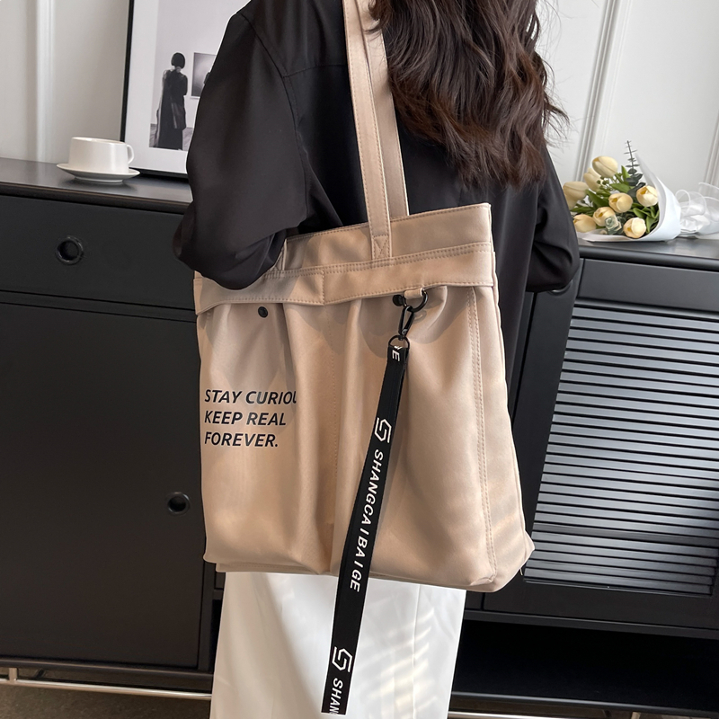 Korean Casual Canvas Tote Women 2023 New Large Capacity Letter Underarm Shoulder Bags Ins Chic Student Handbags H6.28#30 12e4a