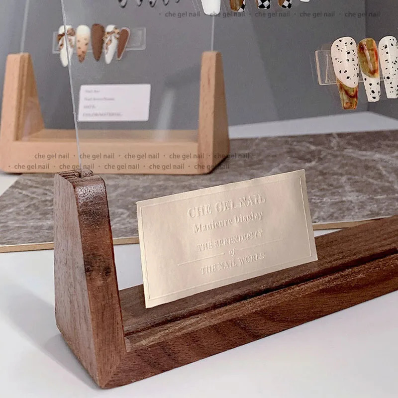 Acrylic Nail Art Display Walnut Works Display Rack Set Color Card Showing Shelf Shooting Po Props Nail Display Kits Art Tools 240627