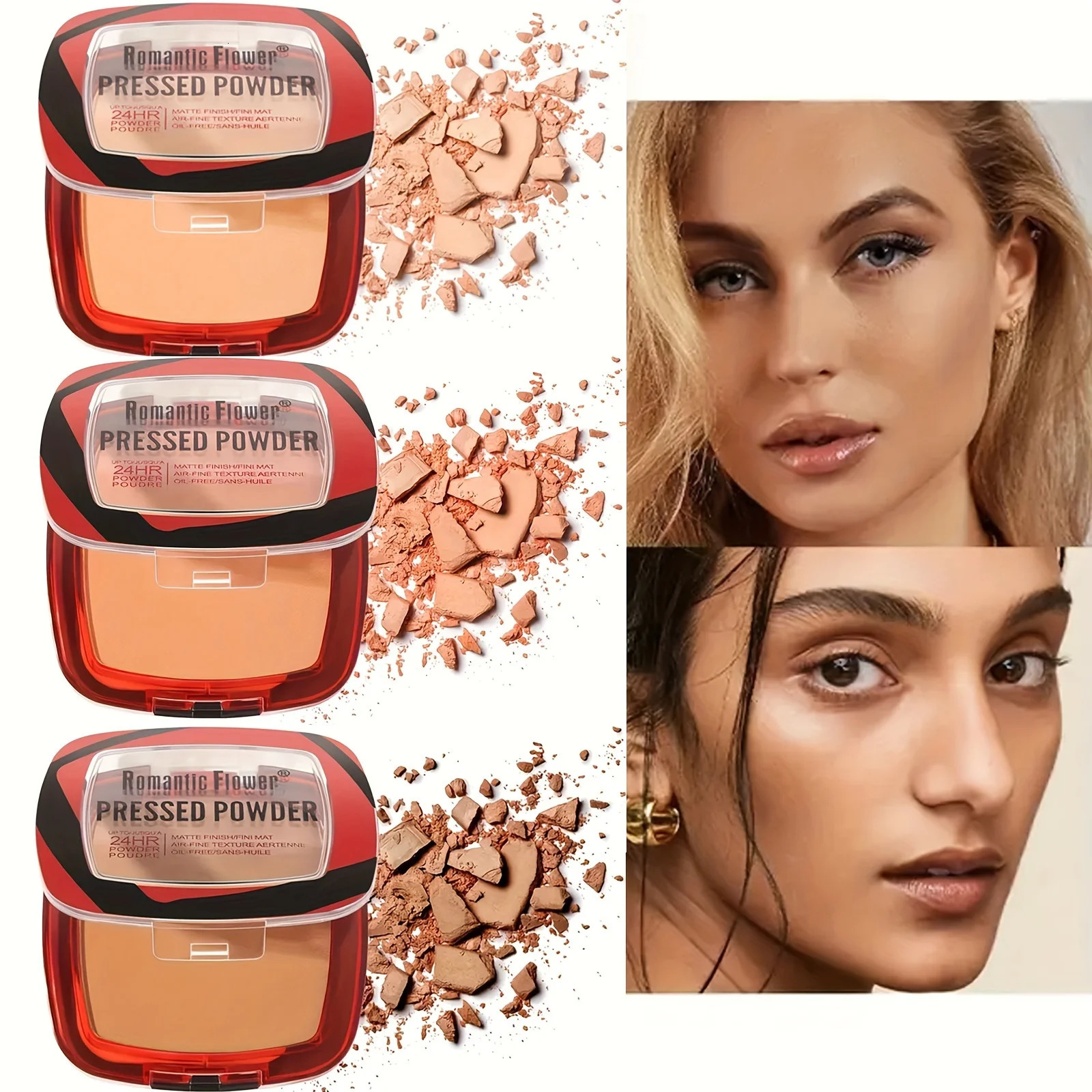 3-color matte full-coverage powder 24-hour long-lasting matte lightweight setting concealer foundation oil-controlling foundat 240627