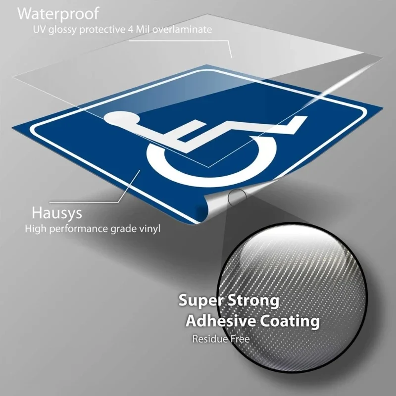 Handicap Parking Disabled Sticker Decal 3''/4'' Outdoor/Indoor Use, Self Adhesive Decals for Car Motorcycles - view 3