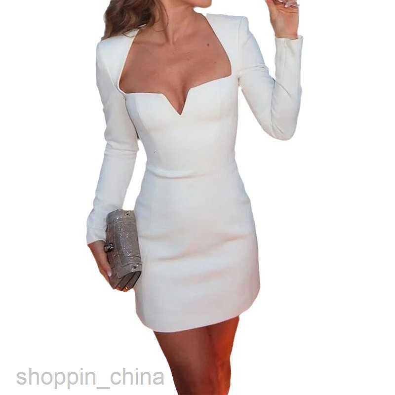 Basic Casual Women Dresses New Fashion Women's Long sleeved Solid Color Sexy Long sleeved Solid Color Mini Dress