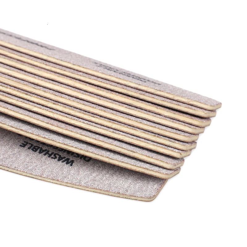 10pcs/Lot Wooden Nail Files Professional Nail Buffer 100/180 limas manicura Block Grey Boat Gel Polishing Wood Sanding Nail File 240627