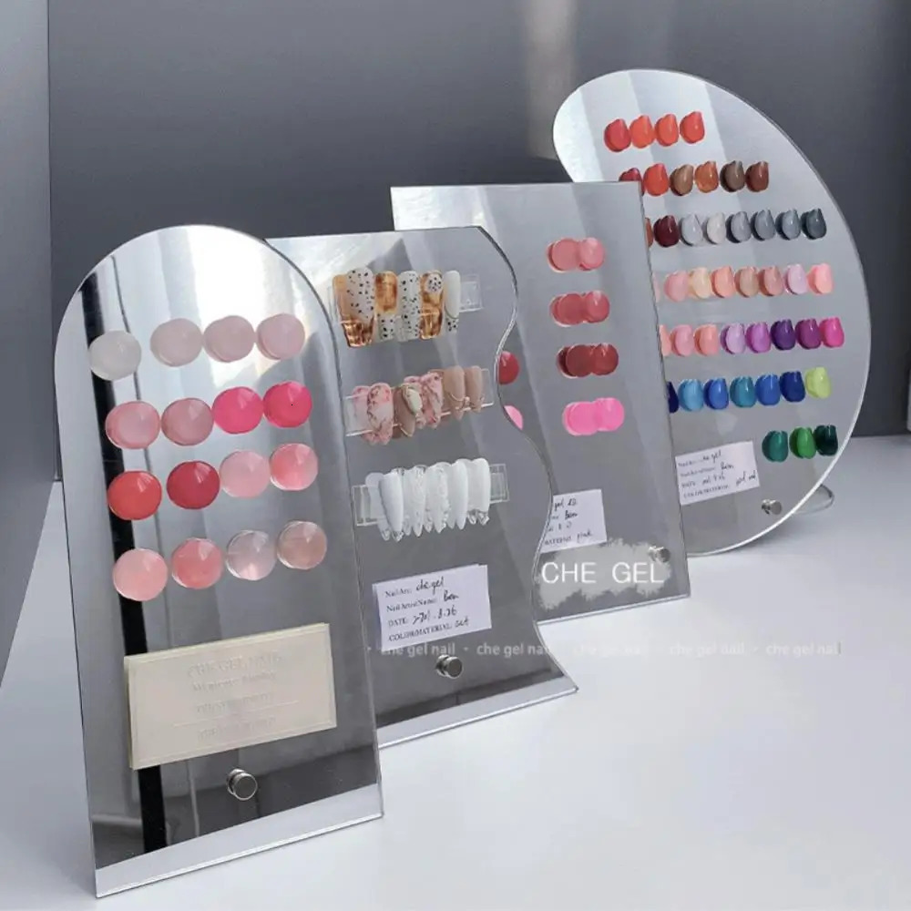 Ins Wind Mirror Display Panel Nail Manicure Showing Shelf Irregular Acrylic Color Plate Glass Color Card Nail Work Display Frame 240627