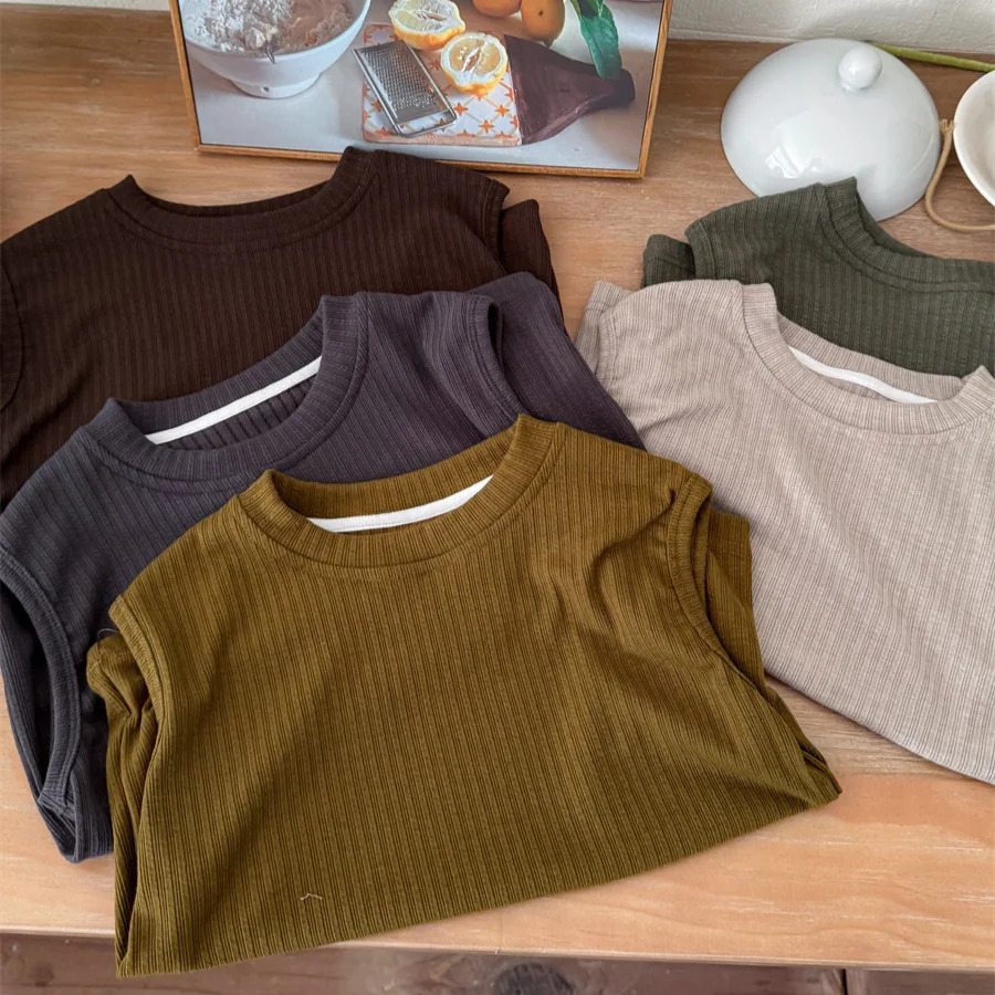 Kids Cotton Vest Tops 1 To 8 Years Baby Boys Girls Summer Clothes Childrens Pullover Summer Toddler Sleeveless Tees 240627