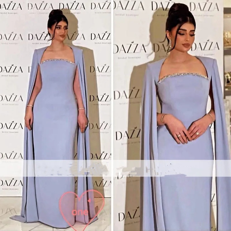 Lilac Mermaid Prom Dresses with Cape & Sequins - Elegant Evening Gown