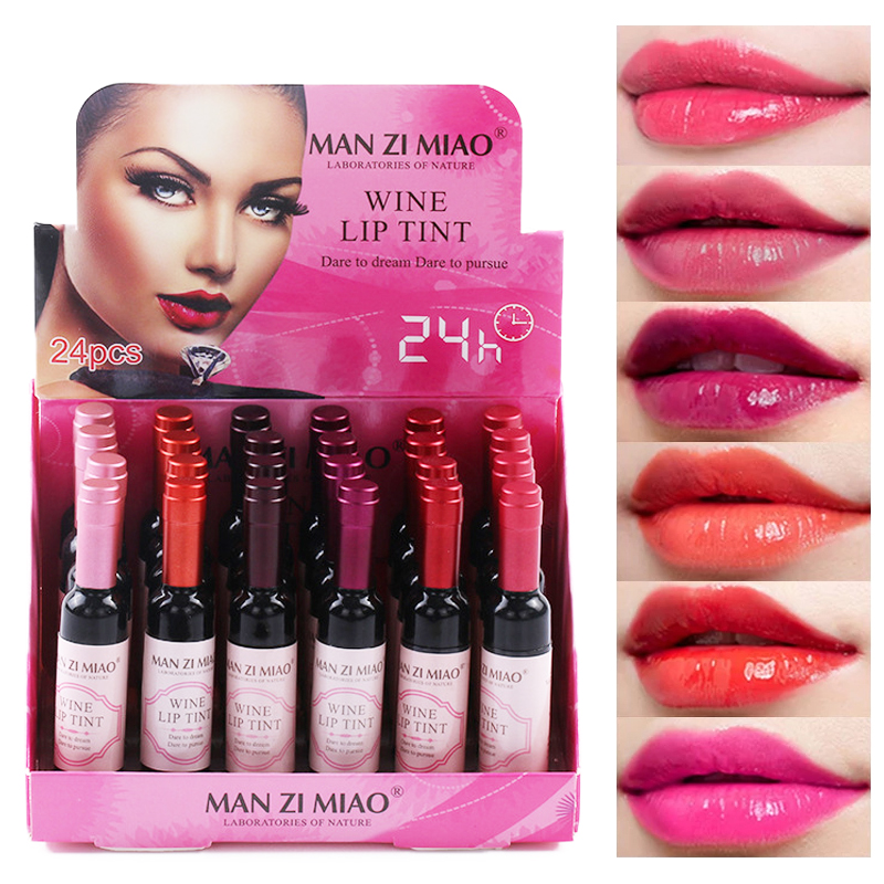 1 Box Cute Lip Gloss Ice Cream Design Liquid Lipsticks Set Waterproof Lip Tint Long Lasting Makeup Red Cosmetic Face Makeup