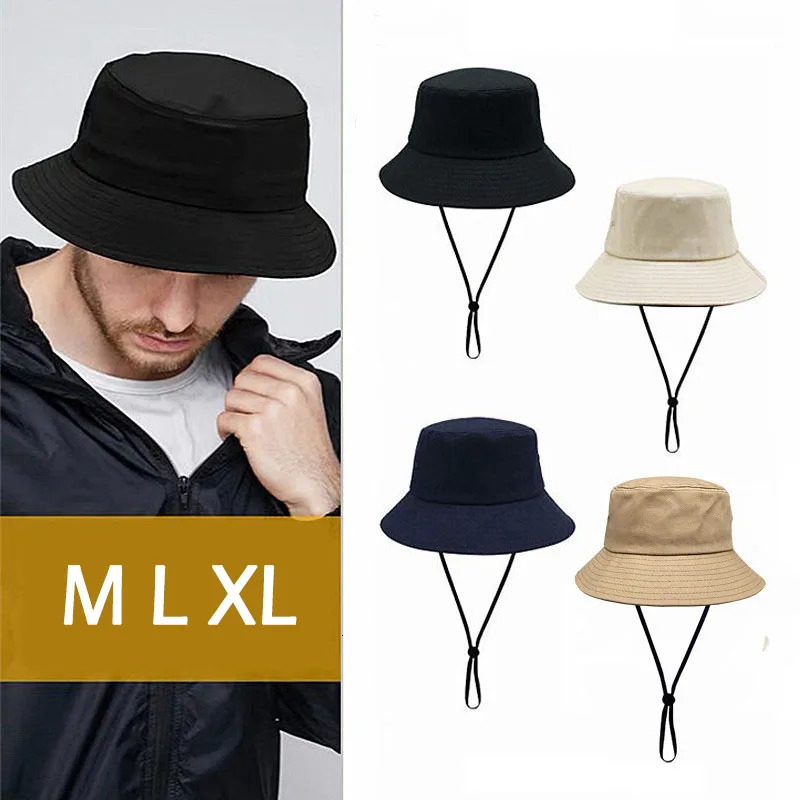 Big Head Man Large Size Sun Hat Women Blank Fisherman Hat Pure Cotton Panama Cap Plus Size Bucket Hats 54-57cm 57-60cm 60-63cm 240626