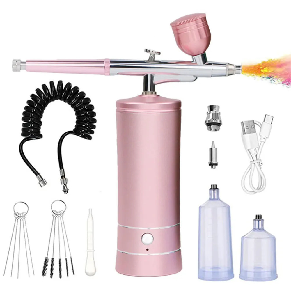 Portable Rechargeable Wireless Airbrush With Compressor Double Action Spray Gun for Face Beauty Nail Art Tattoo Craft Cake Paint 240627