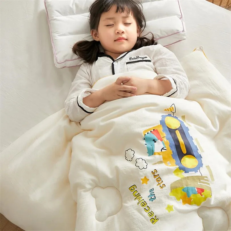 Natural Cotton Soybean Fiber Kids Sleeping Quilt Blanket Spring Winter Warm Children Sleeping Bedding Comforter Quilt 120x150cm 240627