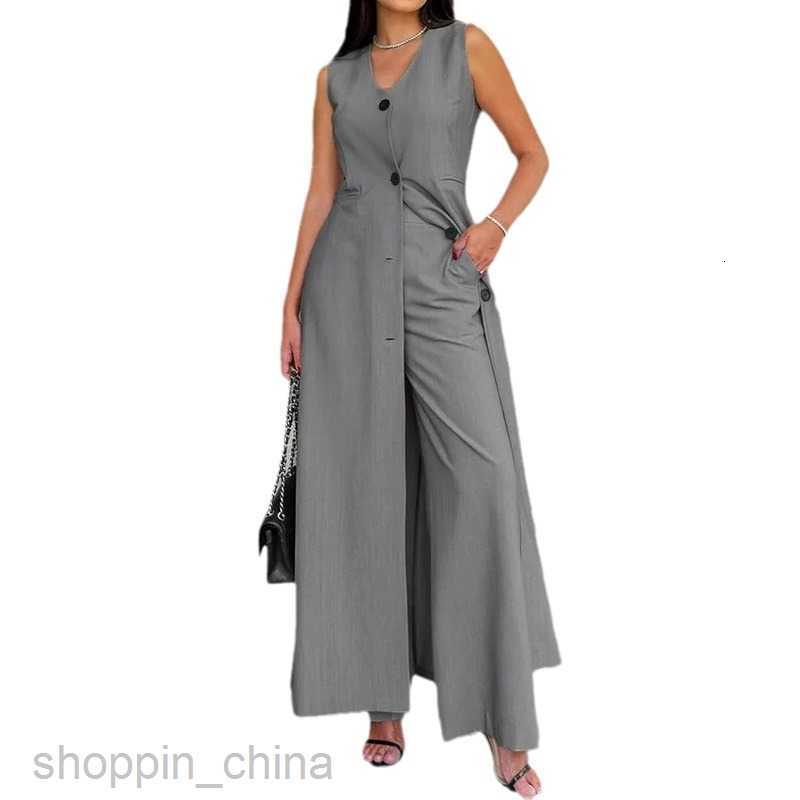 Basic Casual Women Dresses Women's Autumn New Fashion Casual Sleeveless Solid Color Long Two Piece Set