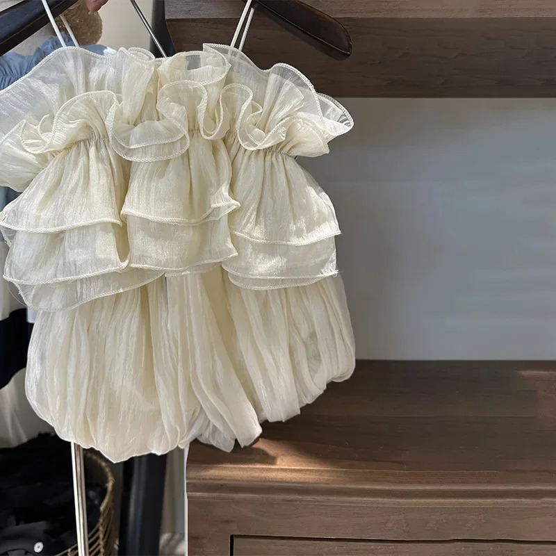 Kids Baby Girls Vests T-shirts Set Children Summer Vest Top Outfit Kid Girl Solid Ruffles Tops Shorts Suits Clothes 240627