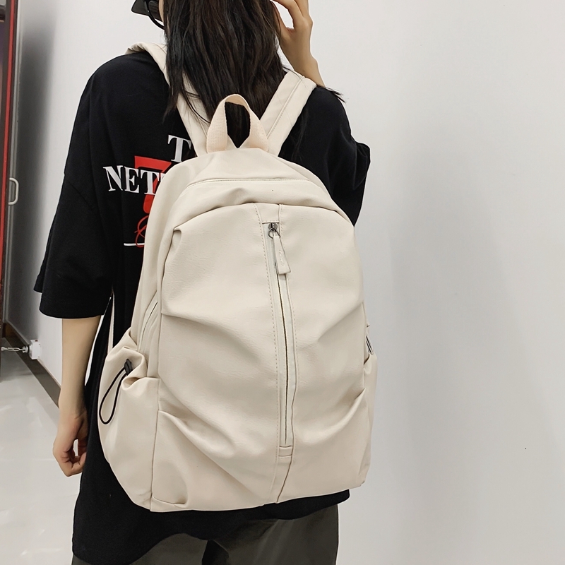 Unisex Backpack Casual Fashion Large Capacity School Simple Trendy PU High Quality Travel Couple Bag H6.28#40 ddmy 9fd9