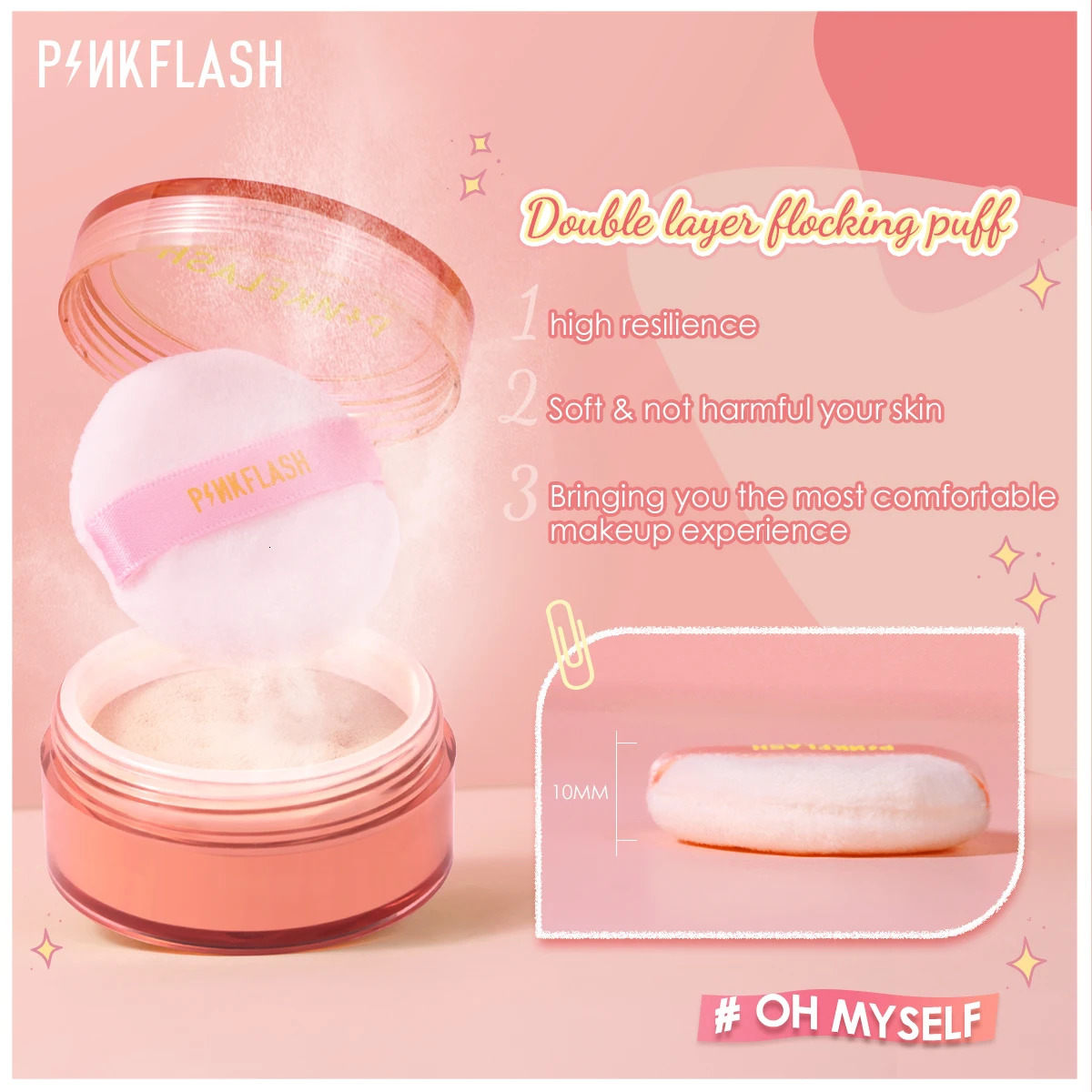 PINKFLASH 3 Colors Matte Loose Powder Waterproof Oil-control Matte Full Coverage Face Makeup Setting Finish Powder Cosmetics 240627