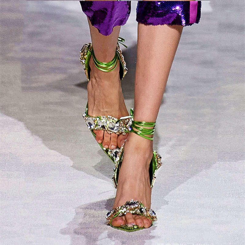 Crystal Sexy Heel Pumps Women High Heels For Wedding Shoes Woman Sandals Gold Sliver Sandalias Mujer 2023 Kq3