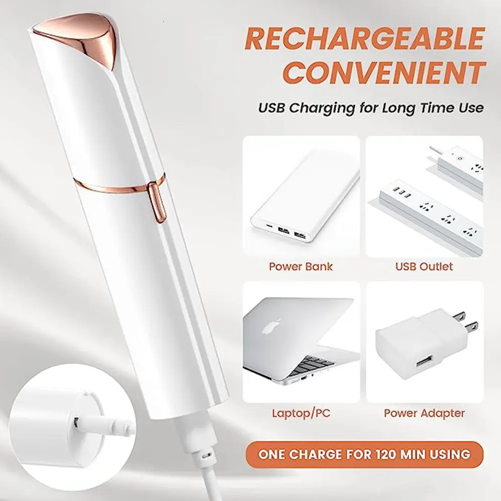 Touch Womens Painless Hair Remover Blush Portable Lady Shaver Rechargeable Body Hair Remover for Face Belly Peach Fuzz 240627