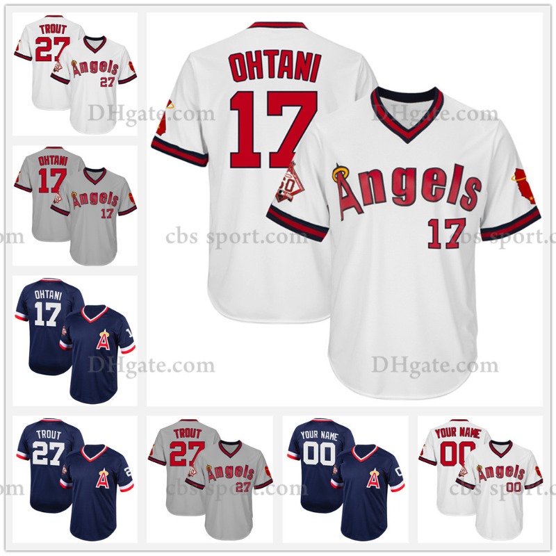 Custom Throwback 27 Mike Trout Jersey Shohei Ohtani 6 Anthony Rendon 37 Dylan Bundy 25 Jared Walsh 22 David Fletcher 8 Justin Upton 33 Max Stassi Buttrey jersey